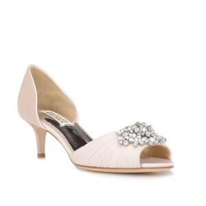 Badgley Mischka Sabine Kitten Heel Bridal Blush Pink Satin Wedding Shoes 11